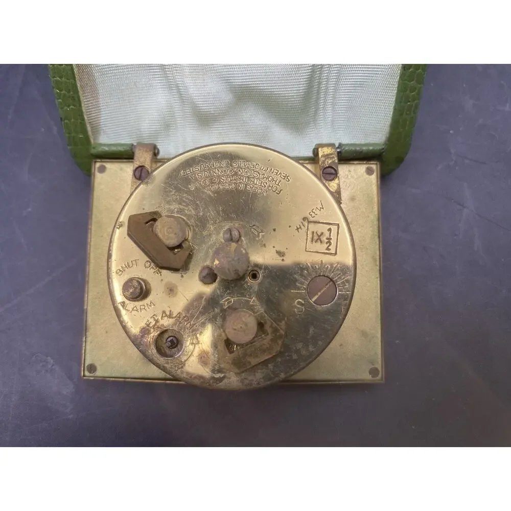 VTG Seth Thomas Green/Black Folding Travel Alarm Clock.Working. Germany. Read !